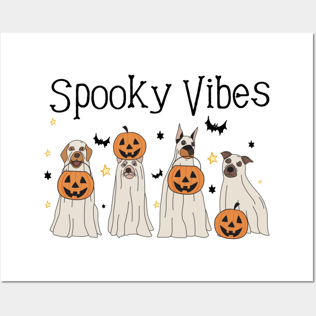 Halloween Ghost Dog Funny Wall Art by Sunset beach lover